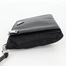 PRADA Clutch Bag Saffiano Nylon Zwart Zilver Auth am9108V-3