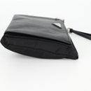 PRADA Clutch Bag Saffiano Nylon Black Silver Auth am9108V-4