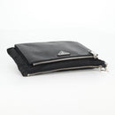 PRADA Clutch Bag Saffiano Nylon Zwart Zilver Auth am9108V-5