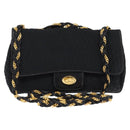BALLY Chain Shoulder Bag Nylon Black Gold Auth am9111-1