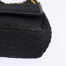 BALLY Chain Shoulder Bag Nylon Black Gold Auth am9111-9