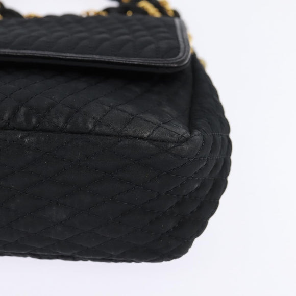 BALLY Chain Shoulder Bag Nylon Black Gold Auth am9111