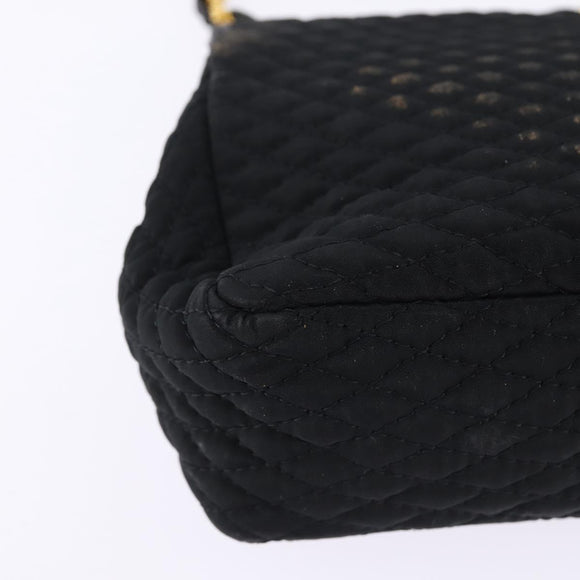 BALLY Chain Shoulder Bag Nylon Black Gold Auth am9111