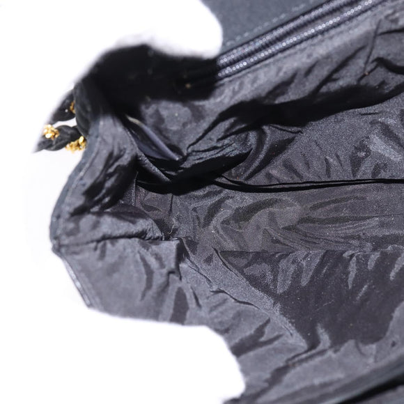 BALLY Chain Shoulder Bag Nylon Black Gold Auth am9111