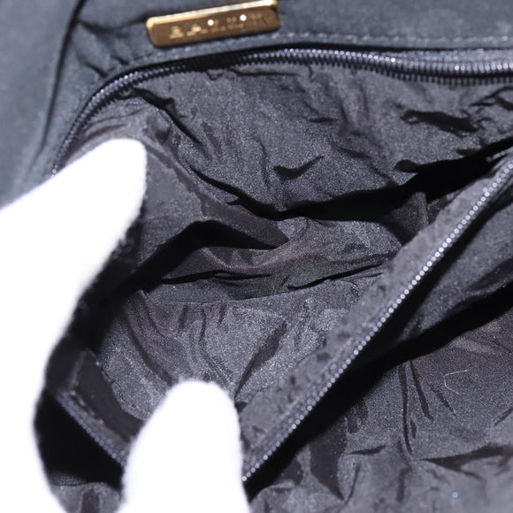 BALLY Chain Shoulder Bag Nylon Black Gold Auth am9111