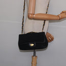 BALLY Chain Shoulder Bag Nylon Black Gold Auth am9111-23