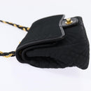 BALLY Chain Shoulder Bag Nylon Black Gold Auth am9111-3