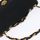 BALLY Chain Shoulder Bag Nylon Black Gold Auth am9111-6