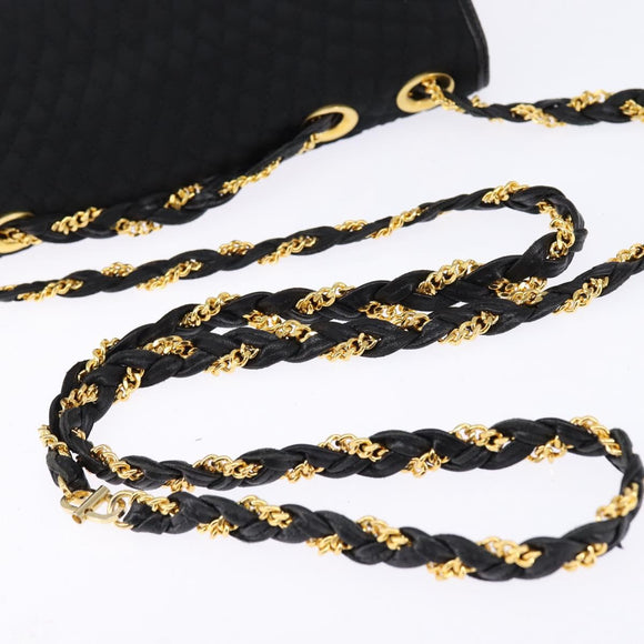 BALLY Chain Shoulder Bag Nylon Black Gold Auth am9111