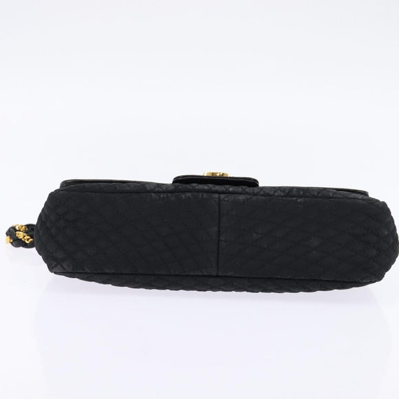 BALLY Chain Shoulder Bag Nylon Black Gold Auth am9111