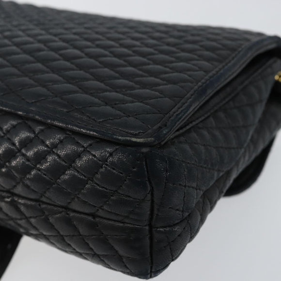 BALLY Chain Shoulder Bag Leather Black Gold Auth am9112