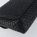 BALLY Chain Shoulder Bag Leather Black Gold Auth am9112-16