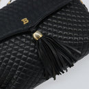 BALLY Chain Shoulder Bag Leather Black Gold Auth am9112-17