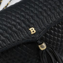 BALLY Chain Shoulder Bag Leather Black Gold Auth am9112-18
