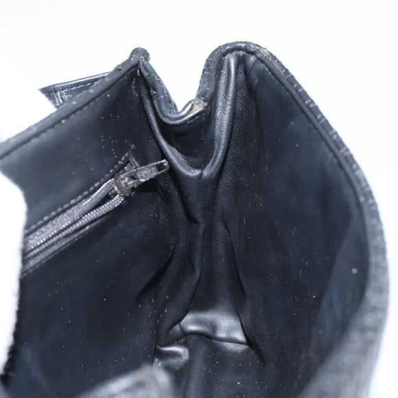 BALLY Chain Shoulder Bag Leather Black Gold Auth am9112