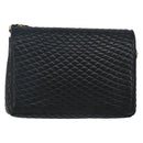 BALLY Chain Shoulder Bag Leather Black Gold Auth am9112-2