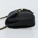 BALLY Chain Shoulder Bag Leather Black Gold Auth am9112-4