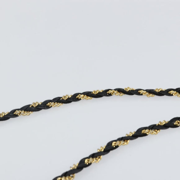 BALLY Chain Shoulder Bag Leather Black Gold Auth am9112