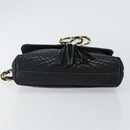 BALLY Chain Shoulder Bag Leather Black Gold Auth am9112-5