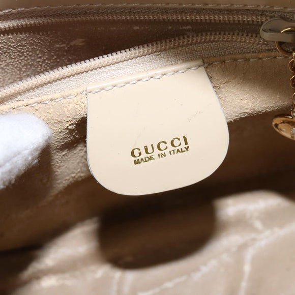 GUCCI Bamboo Body Bag Patent leather Beige Gold 007 2113 0127 Auth am9114