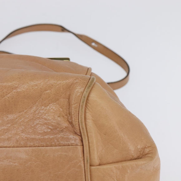 Chloe Etel Hand Bag Leather 2way Beige Gold Auth am9116