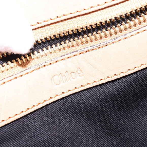 Chloe Etel Hand Bag Leather 2way Beige Gold Auth am9116