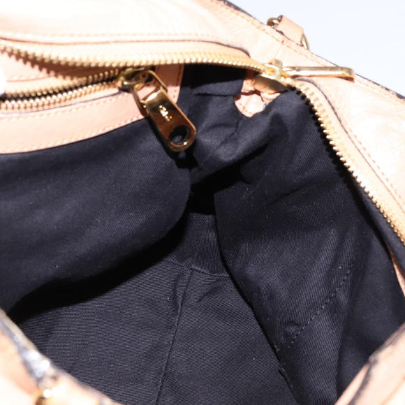 Chloe Etel Hand Bag Leather 2way Beige Gold Auth am9116
