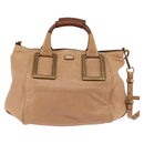 Chloe Etel Hand Bag Leather 2way Beige Gold Auth am9116-13
