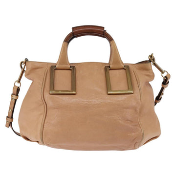 Chloe Etel Hand Bag Leather 2way Beige Gold Auth am9116 - 0
