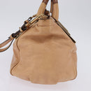 Chloe Etel Hand Bag Leather 2way Beige Gold Auth am9116-4