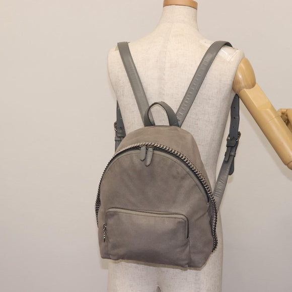 Stella MacCartney Falabella Chain Backpack Suede Gray Silver 410905 Auth am9135