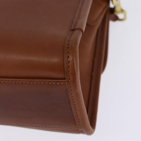 Coach Hand Bag Leather 2way Brown Gold Auth am9144