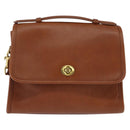 Coach Hand Bag Leather 2way Brown Gold Auth am9144-13