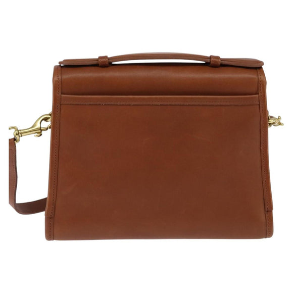 Coach Hand Bag Leather 2way Brown Gold Auth am9144