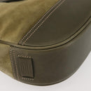 Coach Shoulder Bag Suede Leather Khaki Silver Auth am9145-9