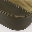 Coach Shoulder Bag Suede Leather Khaki Silver Auth am9145-14