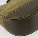 Coach Shoulder Bag Suede Leather Khaki Silver Auth am9145-15