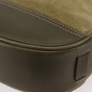 Coach Shoulder Bag Suede Leather Khaki Silver Auth am9145-16