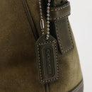 Coach Shoulder Bag Suede Leather Khaki Silver Auth am9145-10