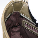 Coach Shoulder Bag Suede Leather Khaki Silver Auth am9145-20