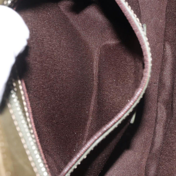 Coach Shoulder Bag Suede Leather Khaki Silver Auth am9145