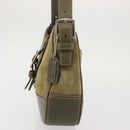 Coach Shoulder Bag Suede Leather Khaki Silver Auth am9145-3