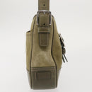 Coach Shoulder Bag Suede Leather Khaki Silver Auth am9145-4