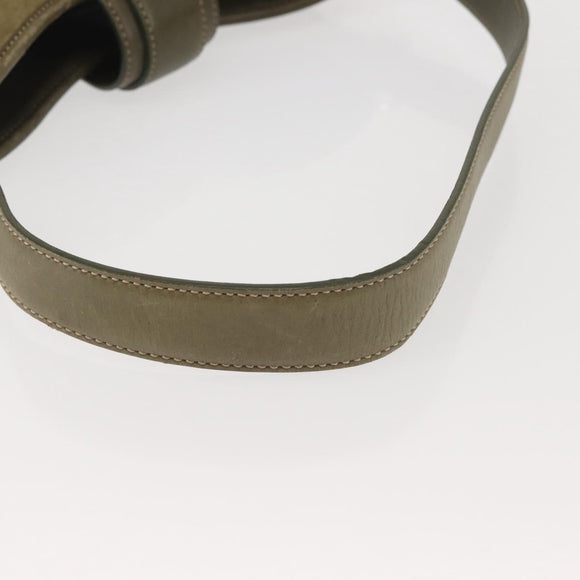 Coach Shoulder Bag Suede Leather Khaki Silver Auth am9145