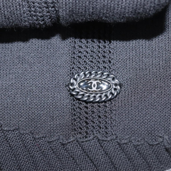 CHANEL One Piece Cotton Black CC Auth am9148