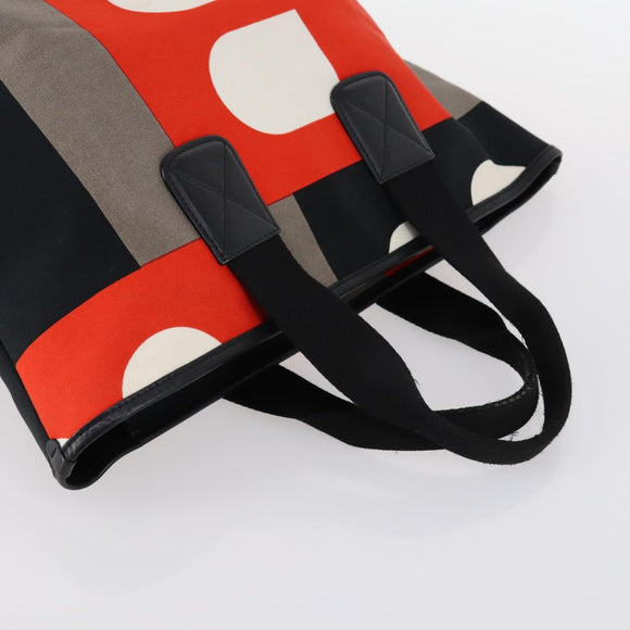 BALLY Hand Bag Canvas Leather 2Set Beige White Auth am9153