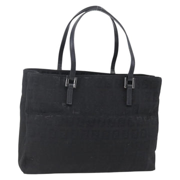 FENDI Zucchino Canvas Hand Bag Black Silver Auth am9157