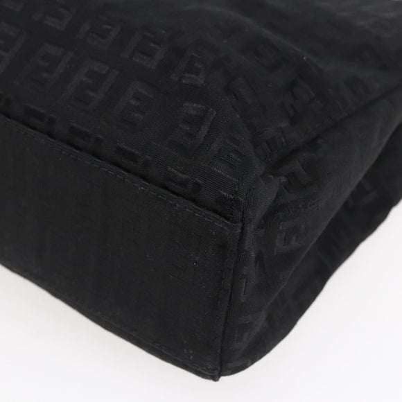 FENDI Zucchino Canvas Hand Bag Black Silver Auth am9157