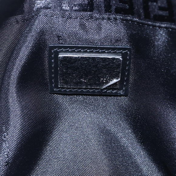 FENDI Zucchino Canvas Hand Bag Black Silver Auth am9157
