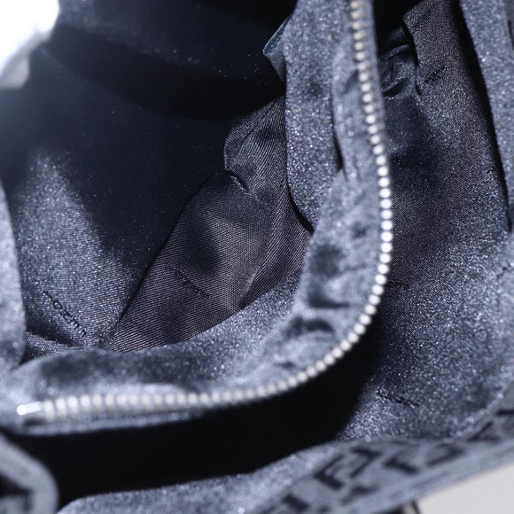 FENDI Zucchino Canvas Hand Bag Black Silver Auth am9157